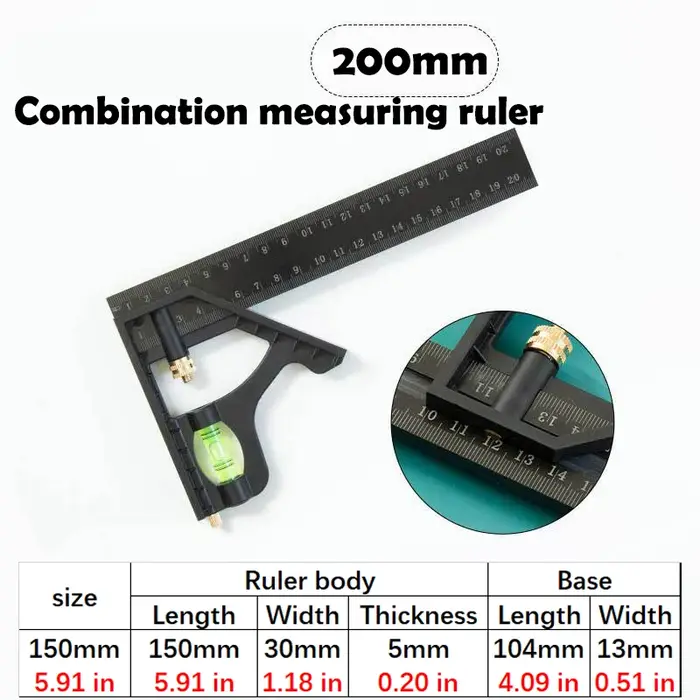 Règle mobile combinée multifonctionnelle 150/200/250mm