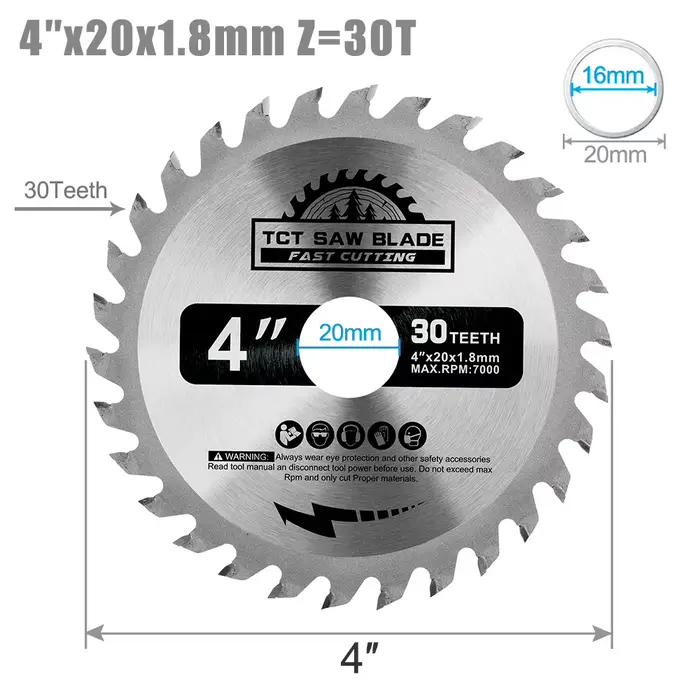 Lame de scie circulaire TCT CMCP 4/6/7/8 pouces, lame de scie circulaire 30T 40T 60T, disque de coup