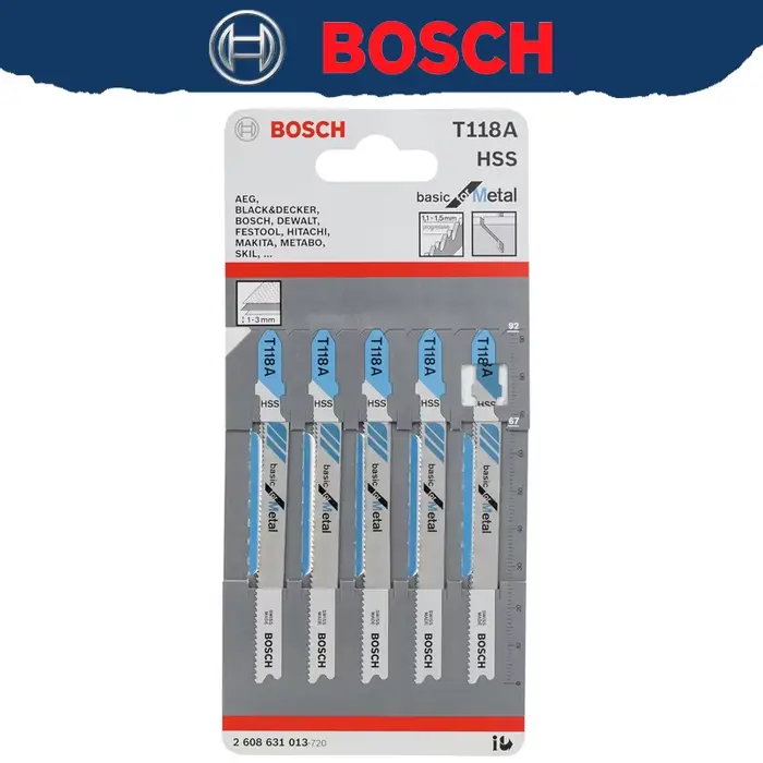 BOSCH 2608631013   T118A Base pour métal HSS lame de scie incurvée paquet de 5 92mm coupe droite en 