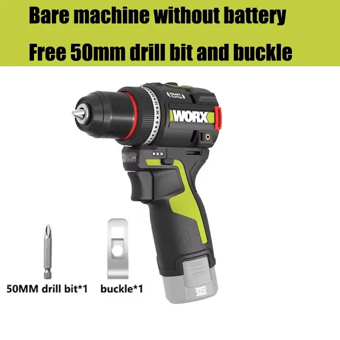 Perceuse électrique sans fil WORX 12V 50Nm 1800 tr/min Embrayage intelligent Arrêt automatique Moteu