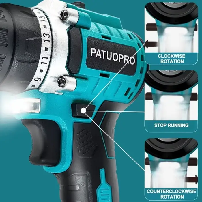 Perceuse électrique sans balais de 10mm, perceuse à main sans fil, tournevis, 2 vitesses, 23 réglage