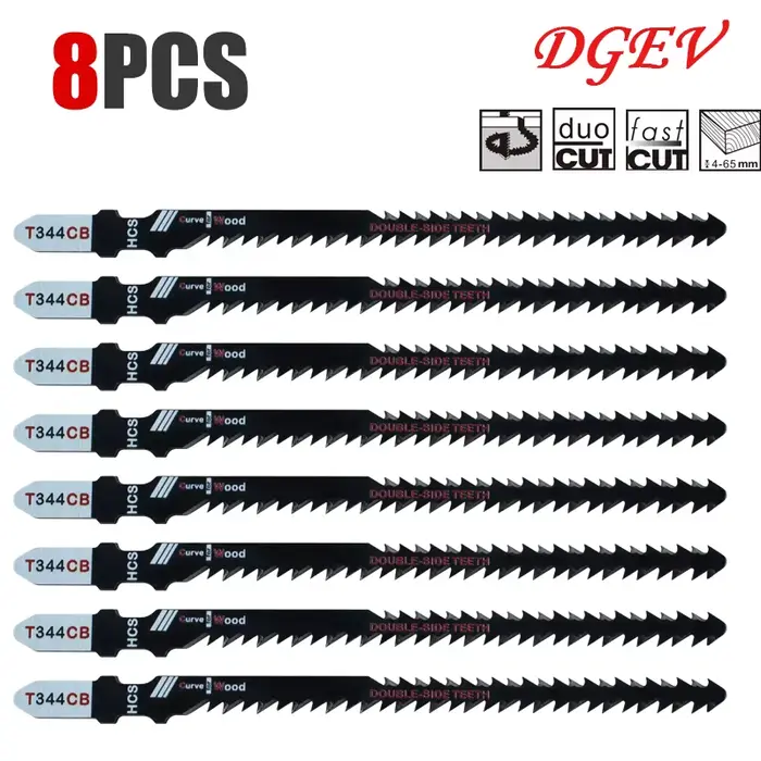 Lames de scie sauteuse double face T344Cb (lot de 4/8) pour une coupe courbe efficace