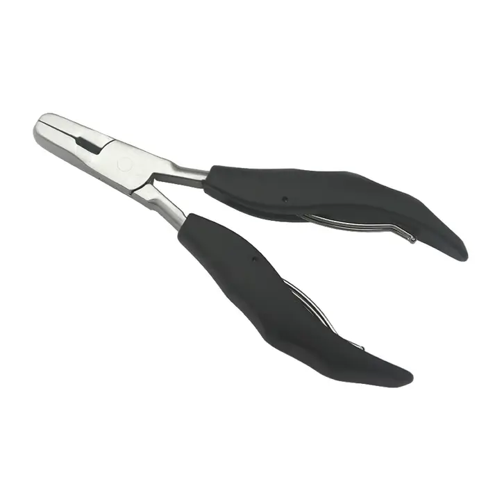 1 pince plate noire multifonctionnelle avec petites rainures pour pré-collage et extensions de cheveux
