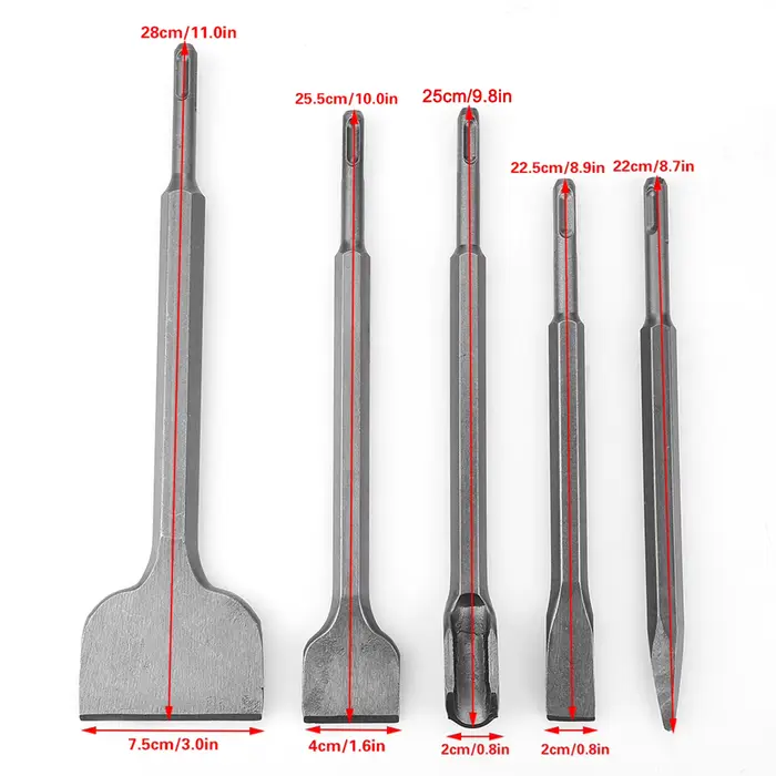 Embout de ciseau différents types SDS Plus