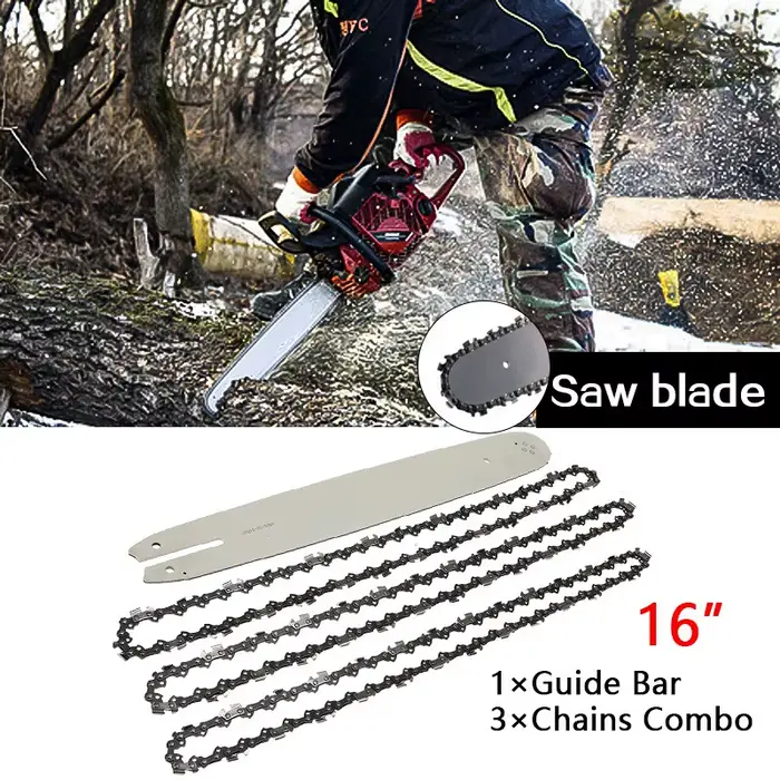 Barre de guidage de scie à chaîne de qualité 16 pouces avec 3 chaînes pour STIHL 009 012 021 E180 MS