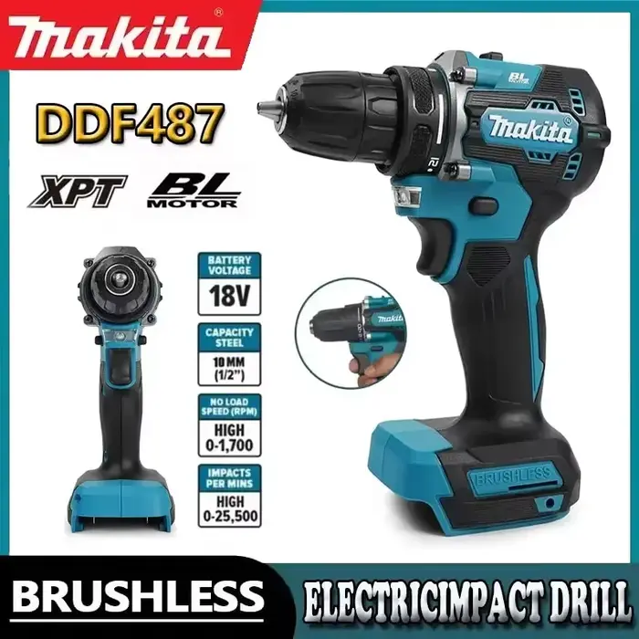 Makita DDF487 Perceuse électrique sans balais 18 V, adaptée à une perceuse à percussion à cinq corde