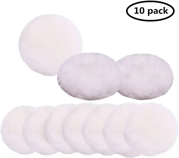 Tampon de polissage en laine 3-7 pouces, tampons de polissage en peau de mouton douce avec crochet e