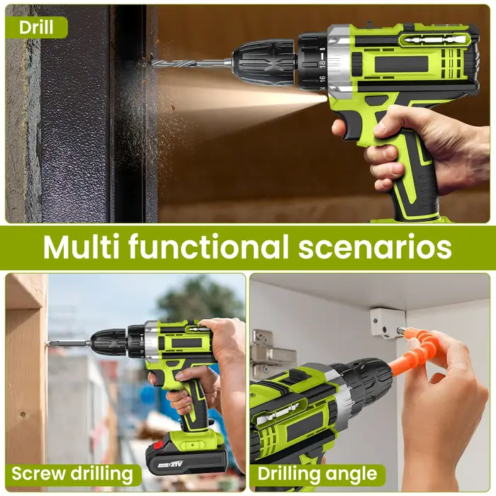 Perceuse électrique sans fil 3 en 1 28V, tournevis à percussion, 25+3 réglages de couple, perceuse m