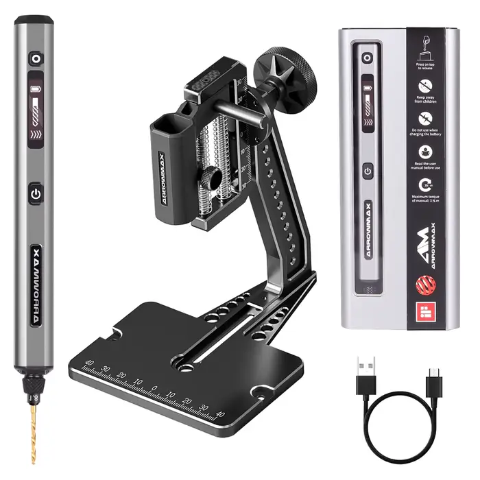ARROWMAX Mini perceuse électrique sans fil avec support de table