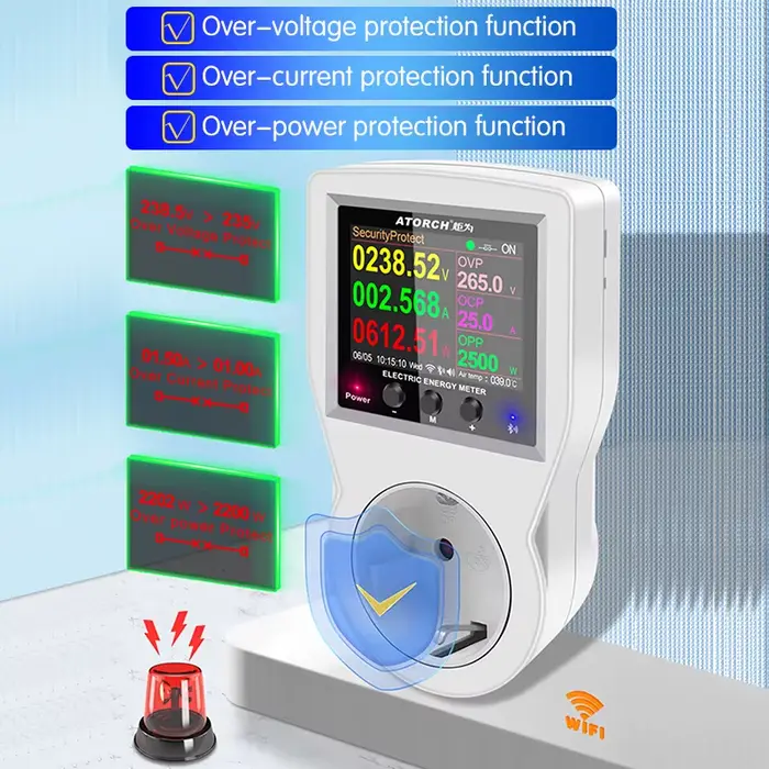 AC85-265V 16A Tuya WIFI prise intelligente wattmètre numérique consommation d'électricité puissance 