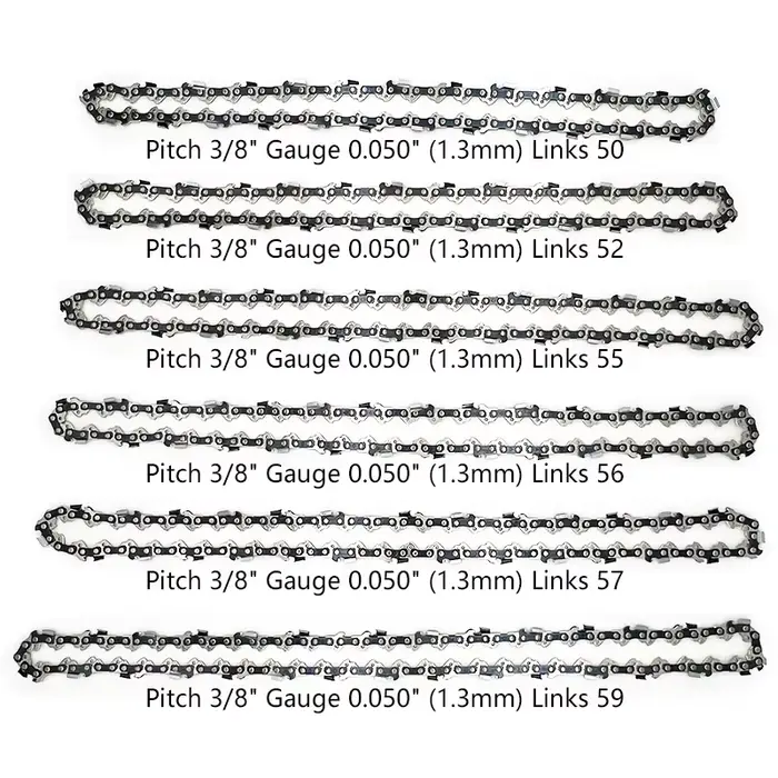Chaîne pour tronçonneuse, pas 3/8 po, jauge 0,050 po, 1,3 mm, lame de scie à denture pleine, 59 mail