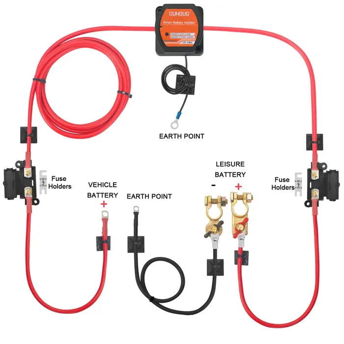 VEVOR Kit de relais de Charge divisé 12V Kit d'isolateur de batterie automatique 12V AMP VSR 110Amp pour voiture camion caravane camping-car Yacht bateaux