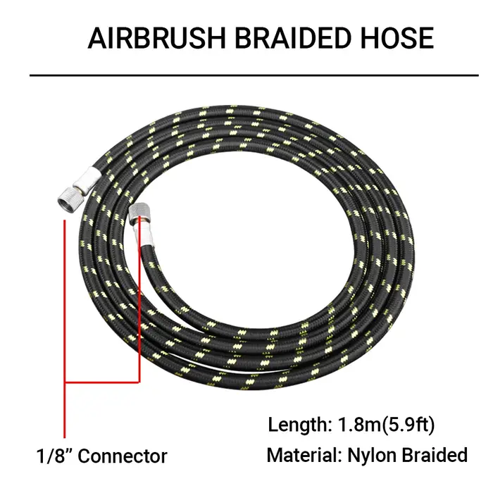 Tuyau d'aérographe tressé en Nylon professionnel avec raccord de taille Standard 1/8 "* 1.8 m(5.9 pi