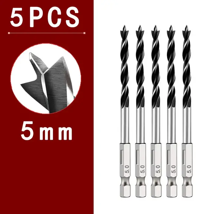 5/7 pièces poignée hexagonale trois points perceuse à bois Kit de forage à métal fraise pour le perçage