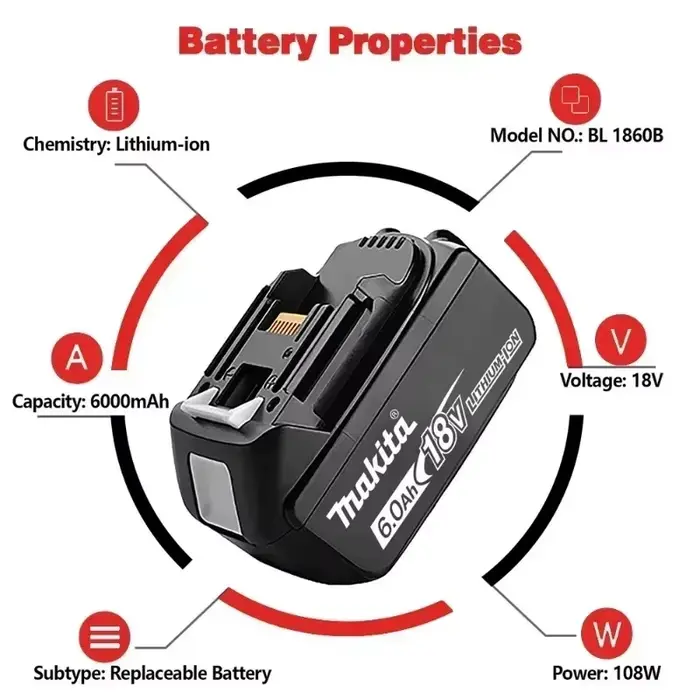 Batterie au lithium de remplacement 100% authentique Makita 3.0Ah 6Ah