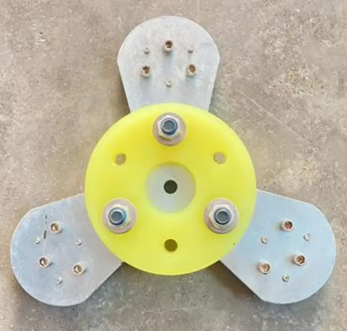 Disque antichoc en caoutchouc pour meuleuse de sol en diamant, plaque de 5.8mm pour la connexion avec 6 têtes de meulage en acier, 12 têtes de disque, 145 po