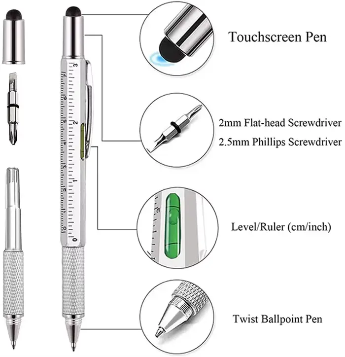 Stylet capacitif multifonctionnel 7 en 1 pour écran tactile