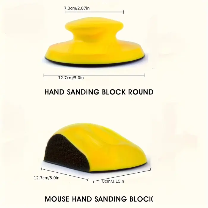 Bloc de ponçage en forme de souris de 5 pouces avec support auto-agrippant - Ponçoir manuel ergonomique en PU durable