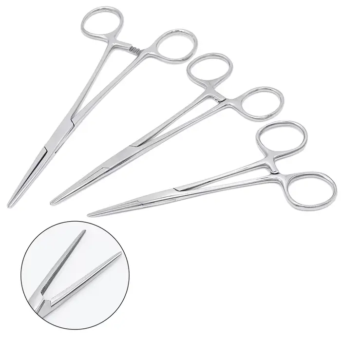 Pince à pointe incurvée et droite en acier inoxydable, pinces de verrouillage, pinces hémostatiques,