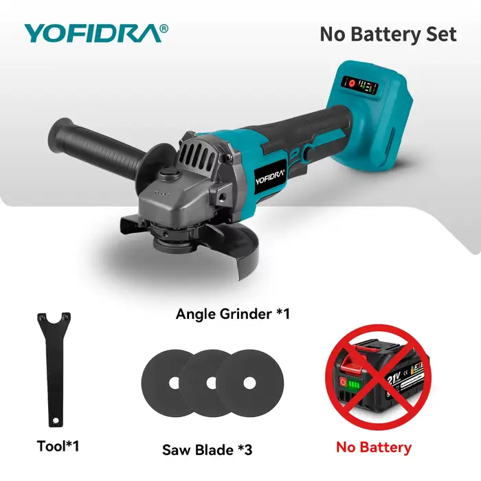 Meuleuse d'angle électrique sans fil YOFIDRA 125 mm, 3 vitesses variables, pour le travail du bois e