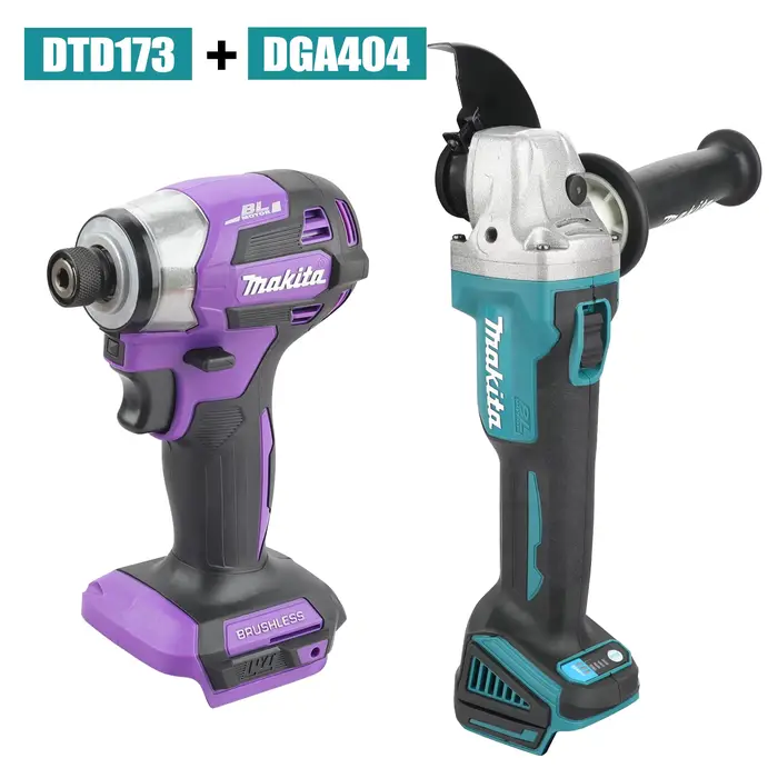 Meuleuse d'angle électrique sans balais Makita DGA404 18V 125mm avec perceuse à percussion DTD173, e