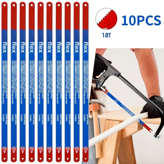 10 pièces lame de scie à métaux 300mm 18 dents lames de scie à main M35 lame de scie sauteuse de remplacement en acier pour la coupe du bois de viande outil de travail du bois