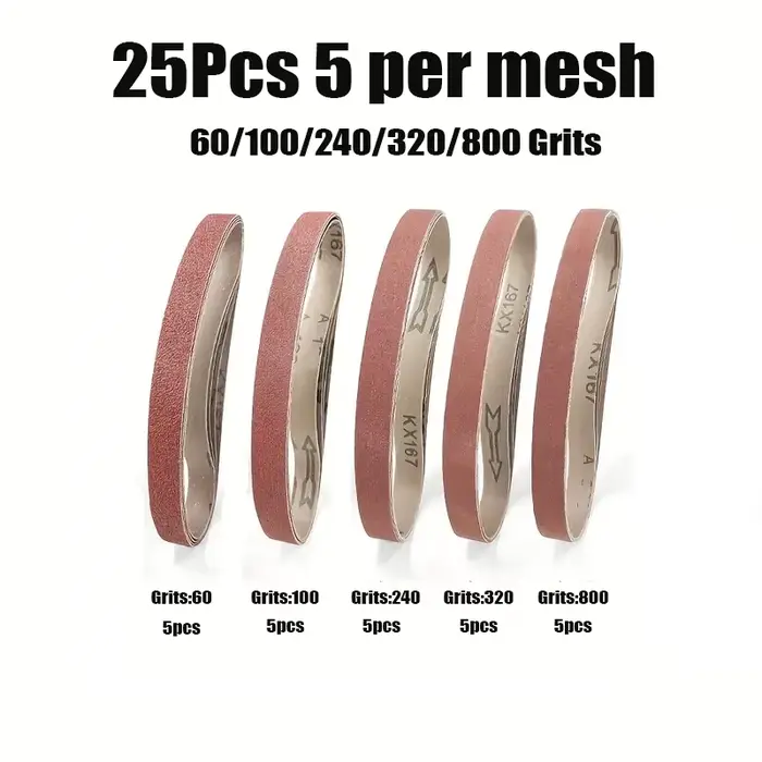 25 Pièces de papier abrasif 20-1/2 " x 3/4 " (520 x 20 mm), bande abrasive 60-800 pour ponceuse à ba
