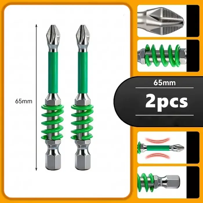 2 embouts de tournevis à ressort magnétiques PH2 antidérapants 65/70/90/150mm, tête de perçage hexag