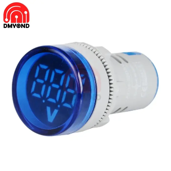 Voltmètre à affichage numérique LED rond 6-100V DC 12V 24V 22mm