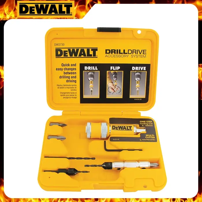 DEWALT DW2730 8 pièces Kit d'entraînement de forage avec boîte étanche à l'humidité charpentier