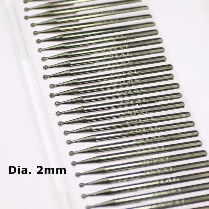 30 pièces/boîte Dia. Outils rotatifs de forage de tête de meulage de pointe montée en forme de boule de 2-4mm
