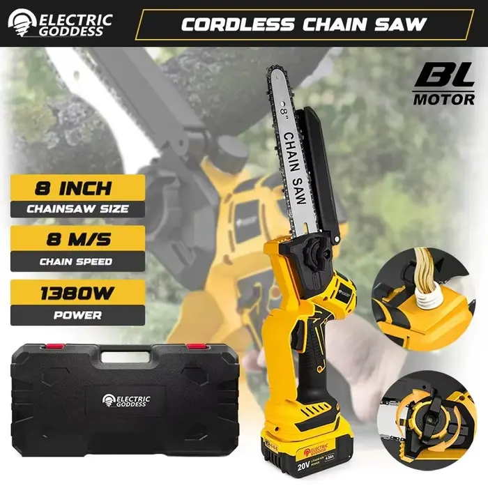 1380W Mini tronçonneuse 8 pouces sans fil extérieur portable jardin scie électrique outil