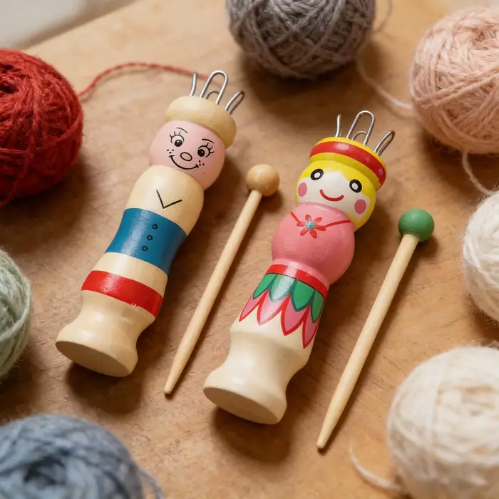 Outils de tressage en bois au design de poupée mignonne pour la création de bracelets