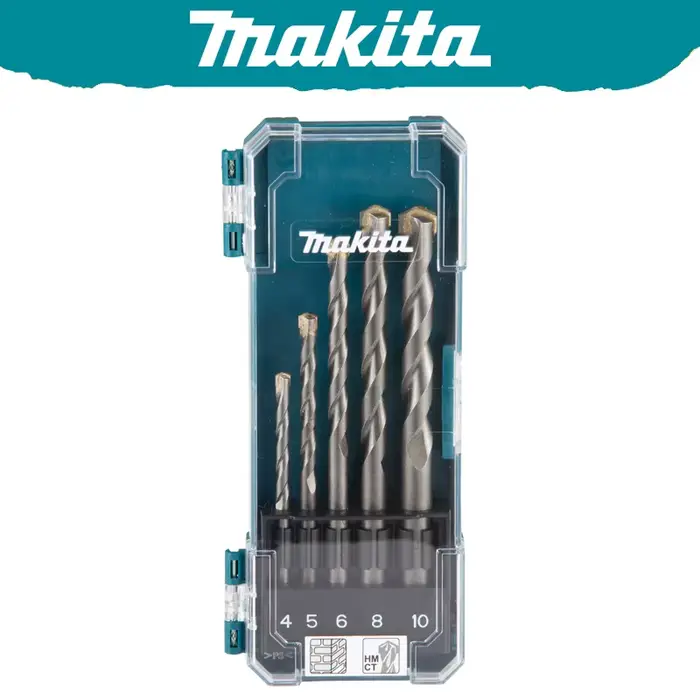Makita D-72877 Ensemble de forets pour béton, 5 pièces, foret hélicoïdal droit T.C.T, outils robuste