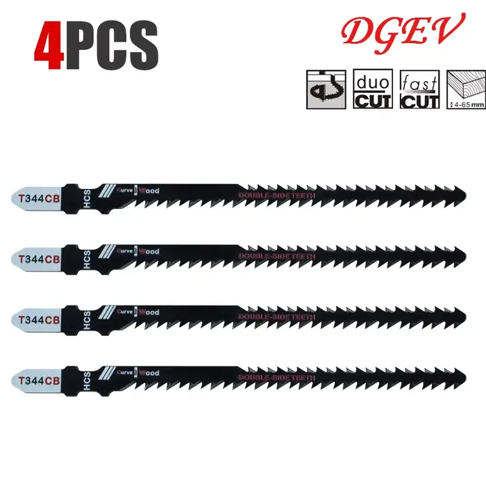 Lames de scie sauteuse double face T344Cb (lot de 4/8) pour une coupe courbe efficace