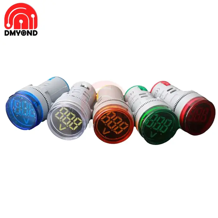 Voltmètre à affichage numérique LED rond 6-100V DC 12V 24V 22mm