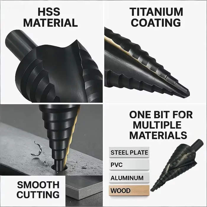 HSS Cobalt étape foret 4-32mm spirale cône Bit Triangle tige métal bois forage alésoir haute vitesse acier bricolage outil
