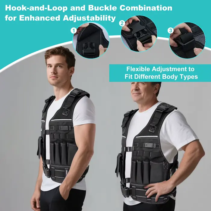 Gilet à outils pour hommes avec pochettes et ceinture