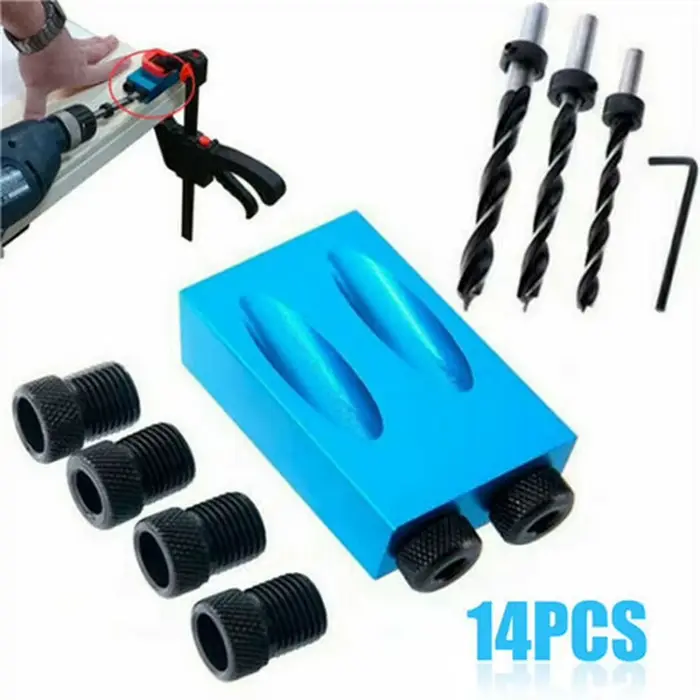Nouveau 7/14/15 pièces trou de poche vis gabarit 15 degrés cheville perceuse menuiserie Kit charpent