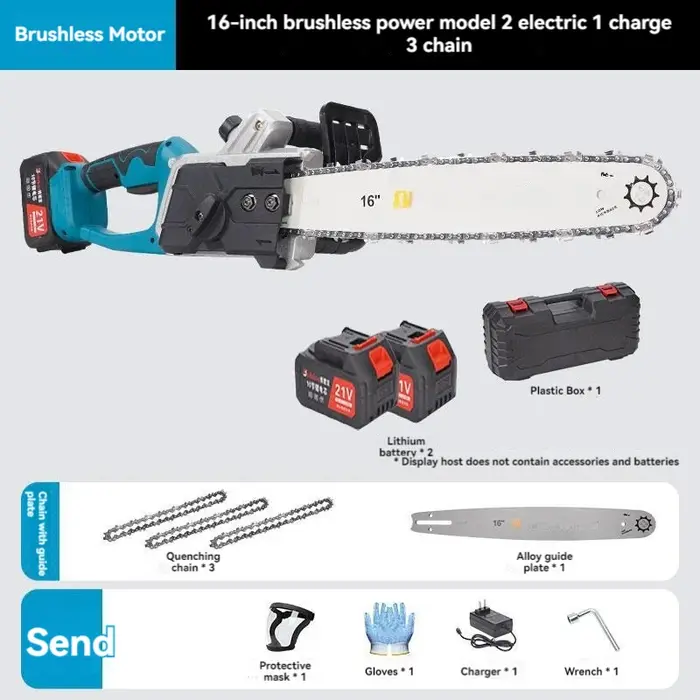 3000W 12 pouces scie à chaîne sans brosse bande 2 pièces batterie travail du bois taille