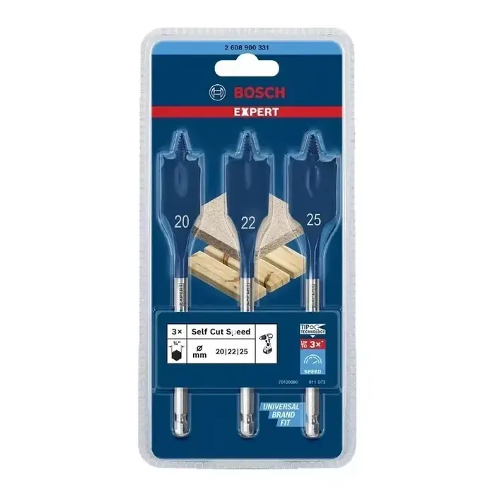 BOSCH 2608900331 EXPERT Ensemble de 3 forets auto-évidants à vitesse rapide pour le perçage
