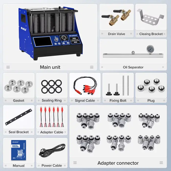 MRCARTOOL V311 GDI EFI FEI 6 cylindres piézoélectrique injecteur de carburant nettoyant et testeur Machine pour voiture avec panneau de commande intelligent