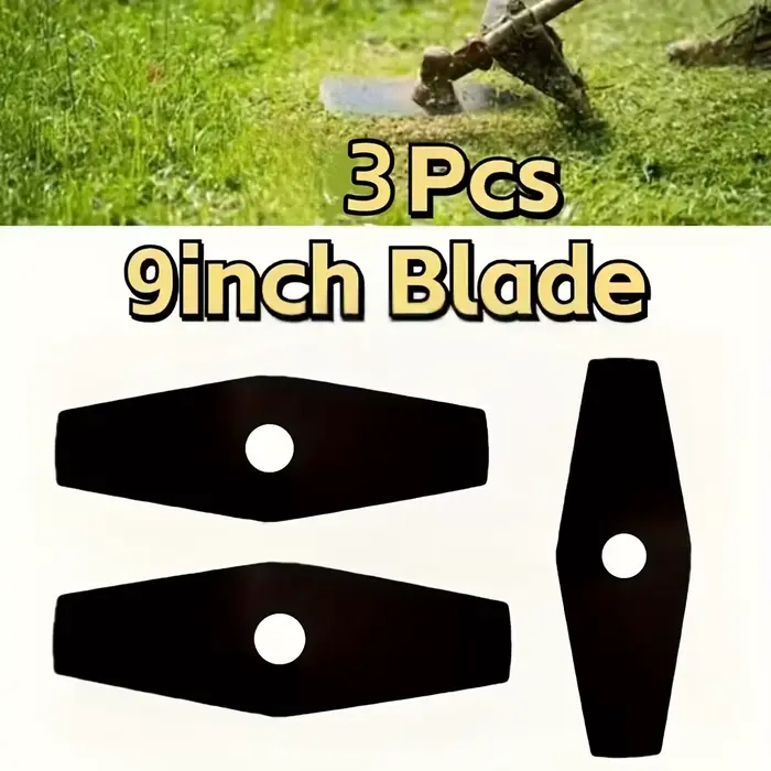 Lames de tondeuse à gazon en métal de 9 pouces à 2 dents, lot de 3 lames de scie robustes pour débro