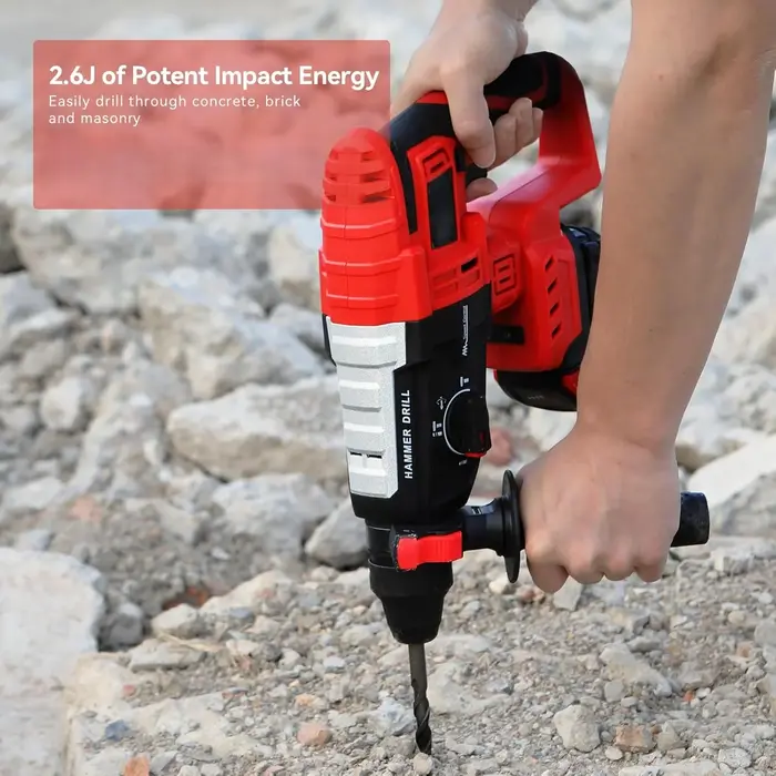 Marteau perforateur rotatif pour perceuse à percussion Milwaukee M18 2.6J avec 4 modes 360° ° Moteur sans balais avec