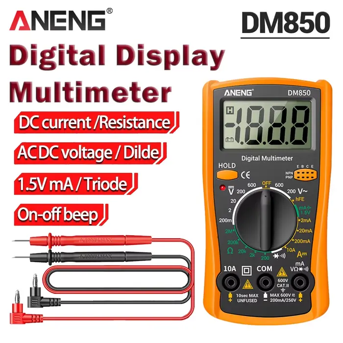 Multimètre professionnel ANENG DM850 compteur de tension AC/DC courant continu rétention de données Ohm outils de test