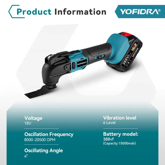 Yofidra outil multifonction oscillant sans brosse scie électrique tondeuse pelle polisseuse travail du bois pour Makita 18V batterie broche