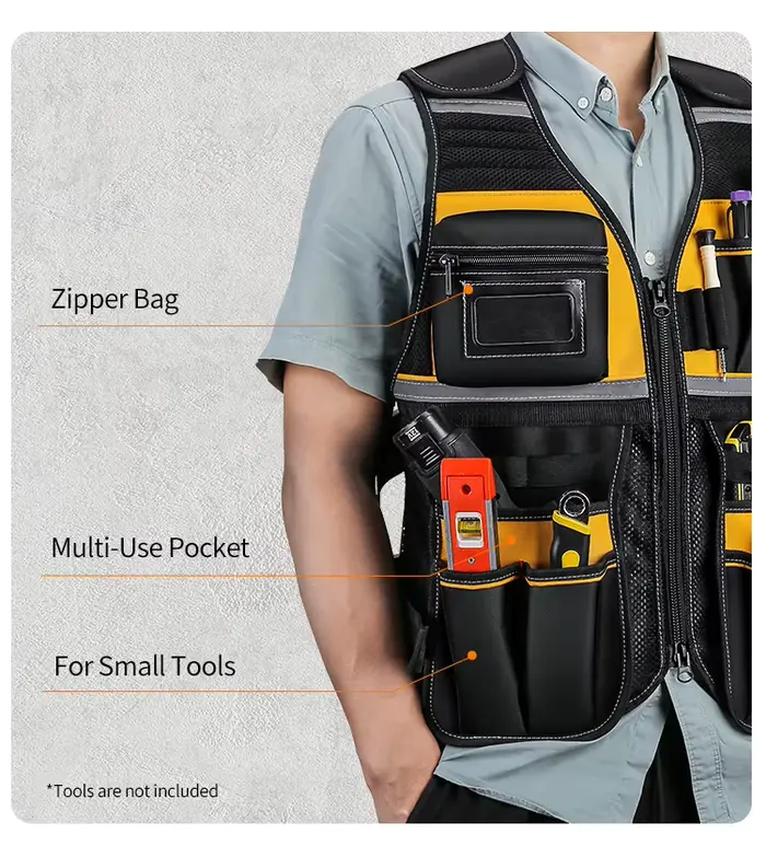 Sac à outils, support de sac de rangement pour gilet à outils, bricoleur, sangle réglable, ateliers,