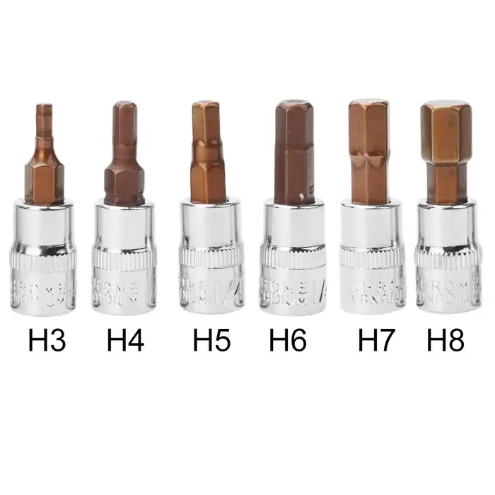 Jeu de douilles d'embouts de tournevis de 1/4 pouces, 6 pièces, embouts de tournevis hexagonaux H3-H