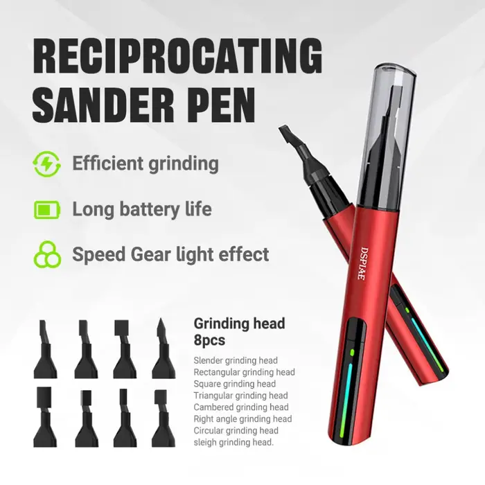 Stylo de ponçage électrique DSPIAE ES-A à action alternative - Ponceuse rechargeable par USB pour modèles en plastique et artisanat Gundam