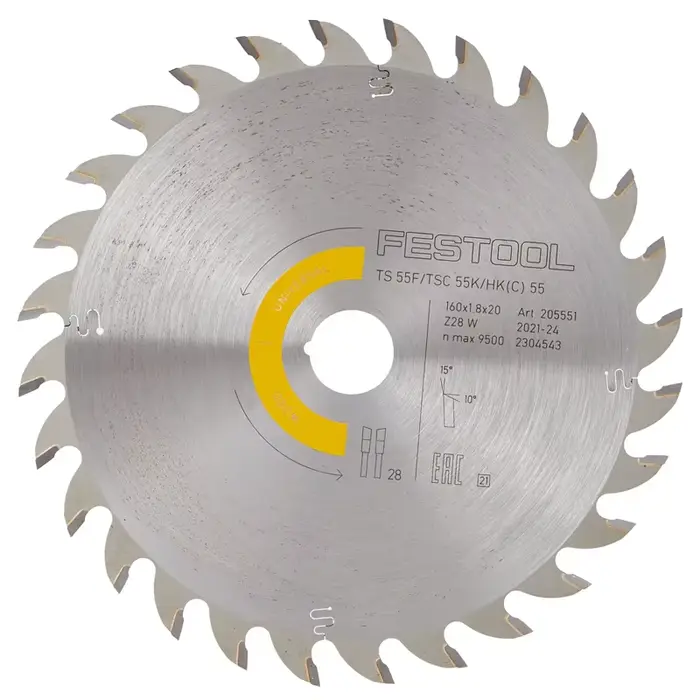 FESTOOL 205551 Lame de scie circulaire 160x1,8x20mm W28 pour TS 55F/TSC 55K/HK(C)55 coupe universelle du bois